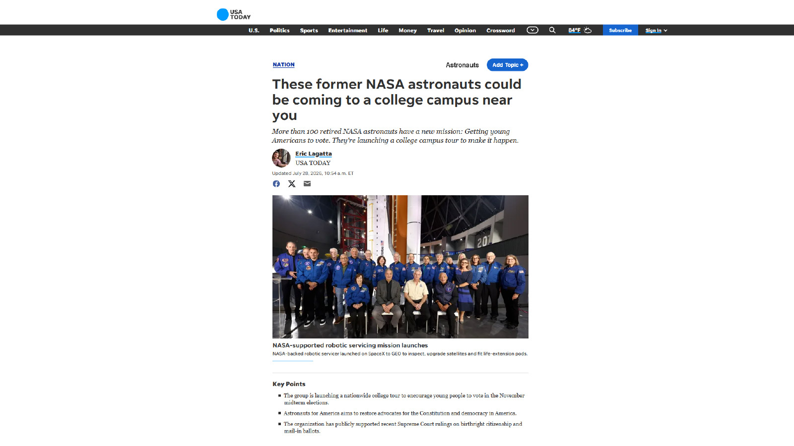 From Left: Alex Cohen, Ellen Ochoa, Charlie Bolden, Steve Smith Photographer: Getty Images, Tommaso Boddi